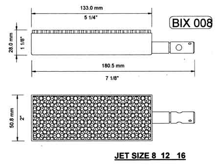 Bix 008 Large Rectangular Ceramic Gas Burner For Live Steam Boilers