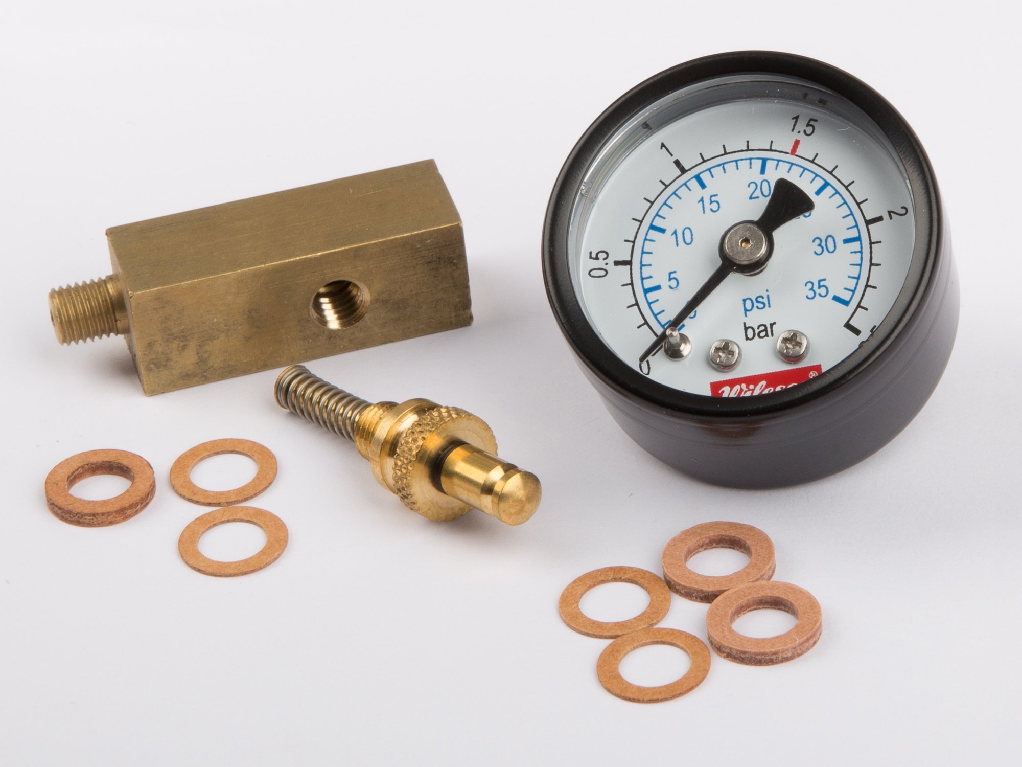 Brass pressure gauge & stem For Wilesco Traction Engine and Rollers